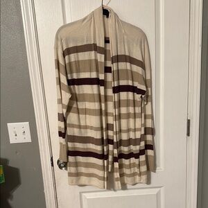 Striped Open Front Cardigan